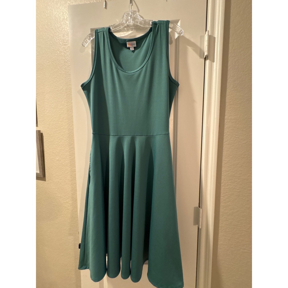 LuLaRoe Green Sleeveless Fit and Flare Midi Dress Size L